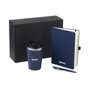 KOKSI - Giftology Set of Double Walled Tumbler, A5 Notebook and Pen - Navy Blue