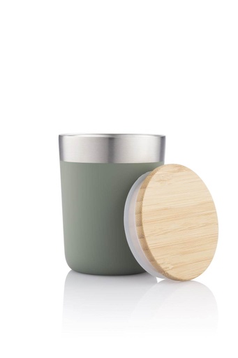 LAREN - Vacuum Coffee Tumbler With Bamboo Lid - Green