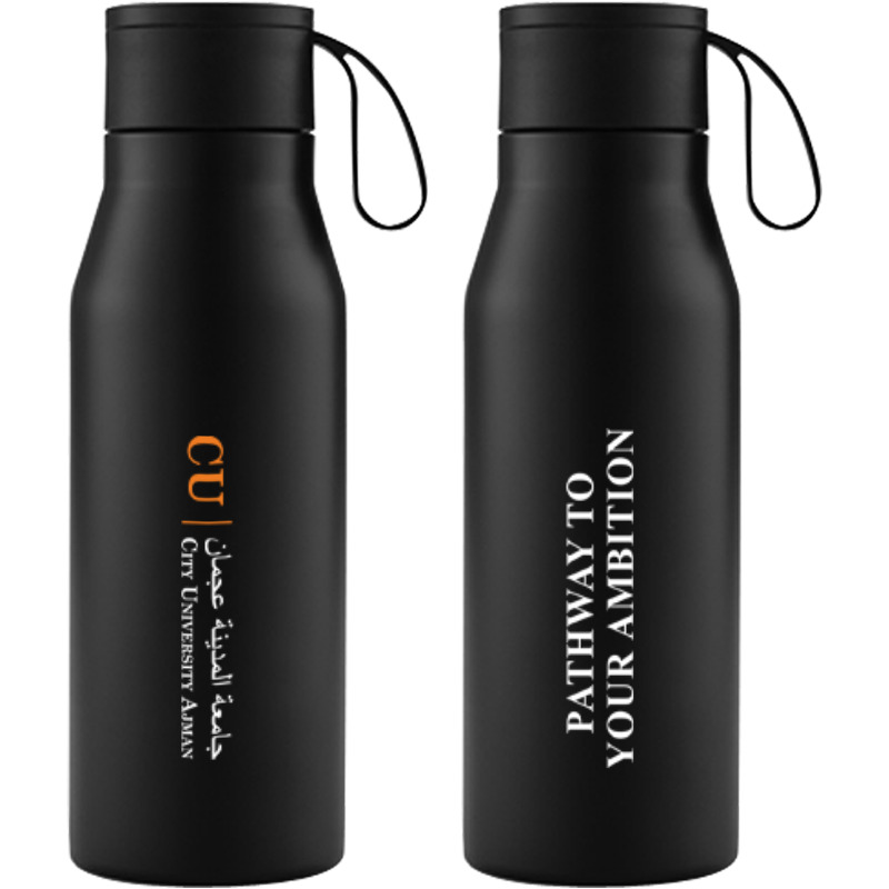 CU Recycled Stainless Steel Vacuum Bottle (600ml) - Black