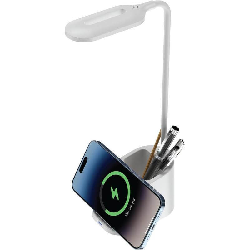 ALMERE - Giftology 3-in-1 Desk Lamp with 15W Wireless Charger & Pen Holder - White	