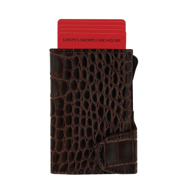 CIKAW - SANTHOME Genuine Leather RFID Cards Wallet Brown