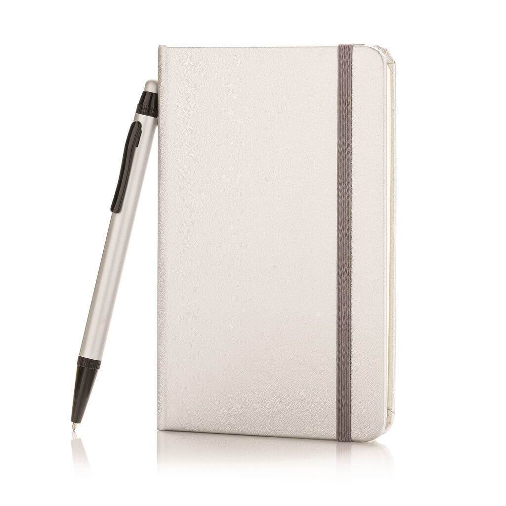 XD A6 Hard Cover Notebook With Stylus Pen - Silver