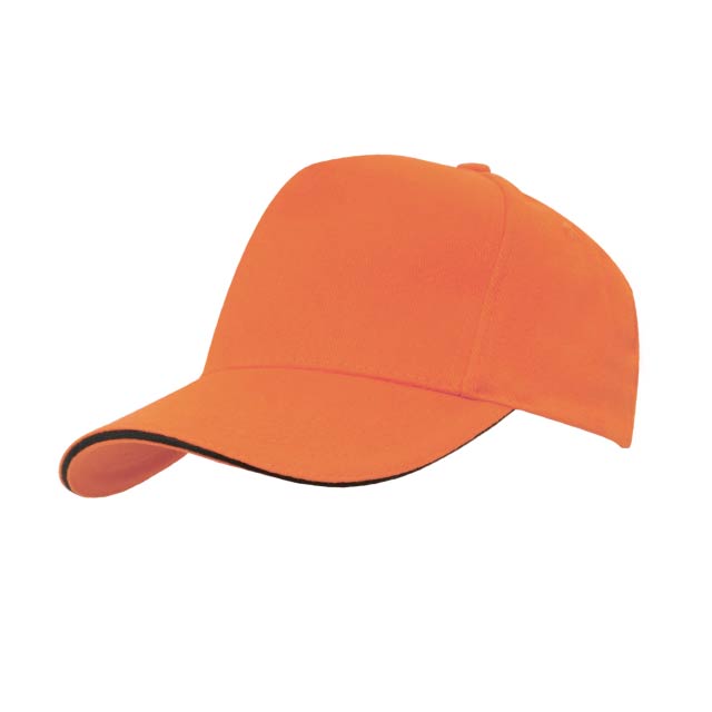 Hans Larsen Cotton Cap-Orange/Black Sandwich