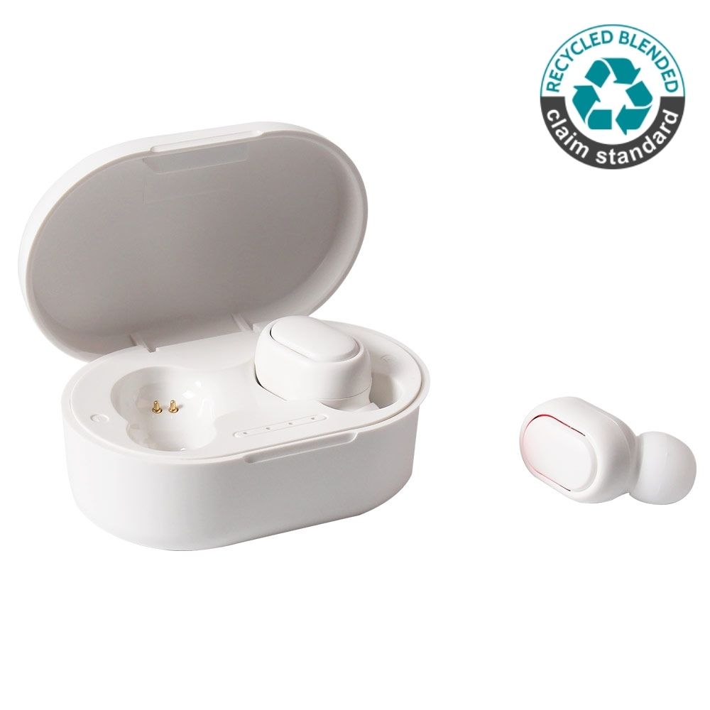 ALAVUS - RCS standard recycled plastic TWS Wireless Earbuds - White